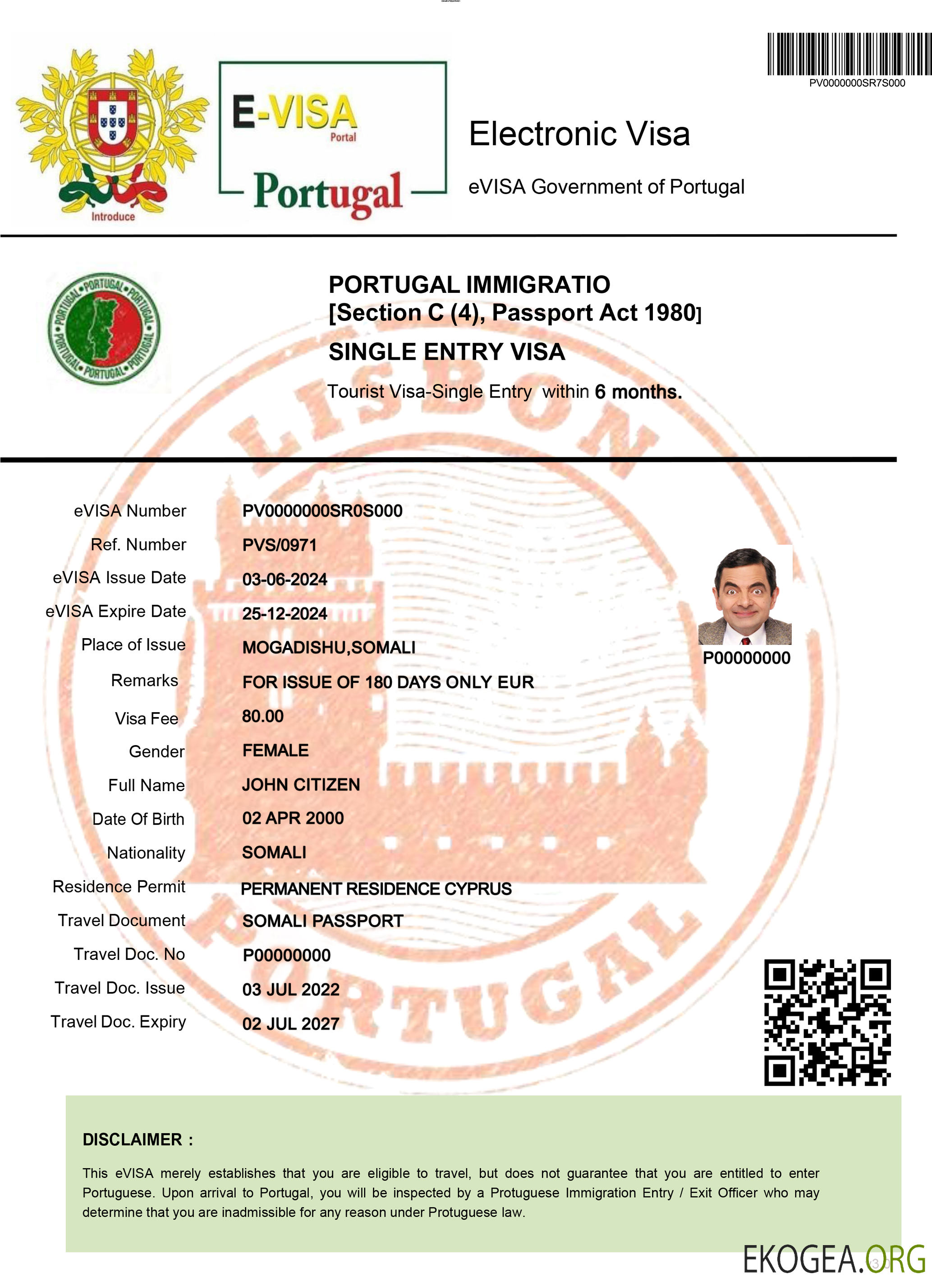 Visa électronique pour le Portugal